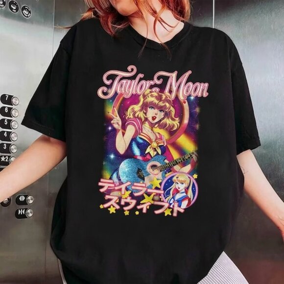 Taylor Moon Anime Graphic Cartoon T-Shirt Funny Swift Style Fan Gift Tee 159 - Picture 1 of 5
